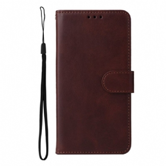 Capa De Couro Para Samsung Galaxy S23 Plus 5G De Cordão Simples Com Alça