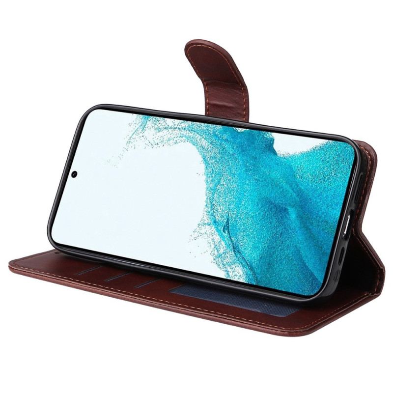 Capa De Couro Para Samsung Galaxy S23 Plus 5G De Cordão Simples Com Alça