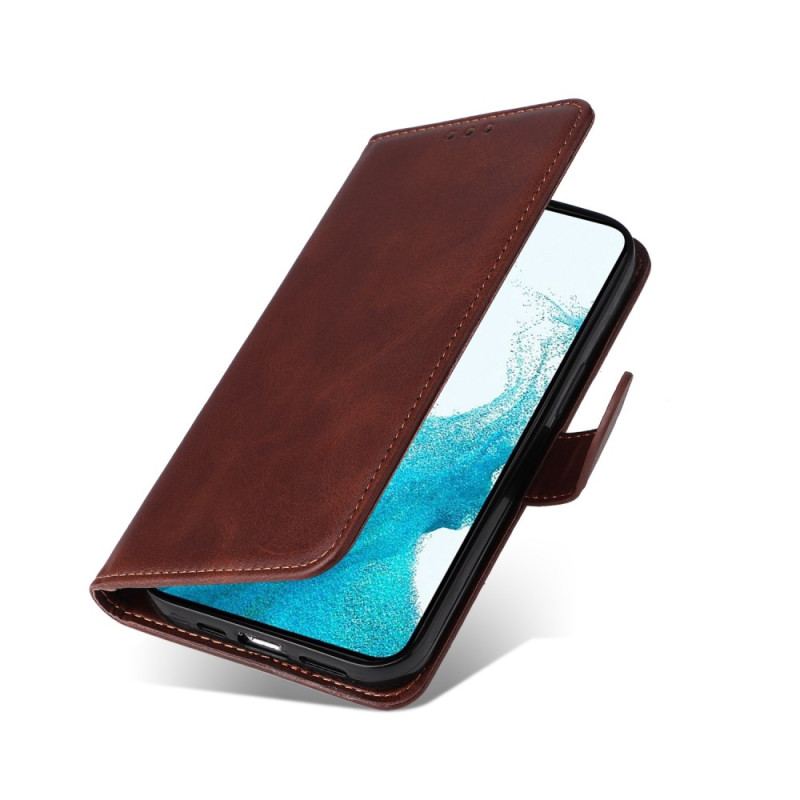 Capa De Couro Para Samsung Galaxy S23 Plus 5G De Cordão Simples Com Alça