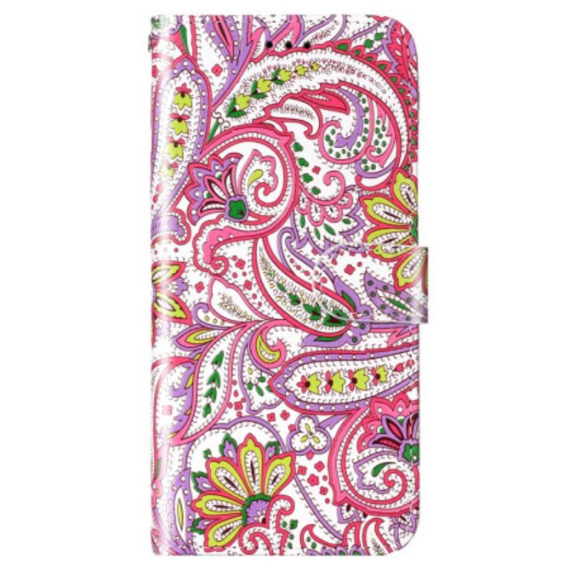 Capa Em Pele Para Samsung Galaxy S23 Plus 5G De Cordão Estilo Strappy Caxemira