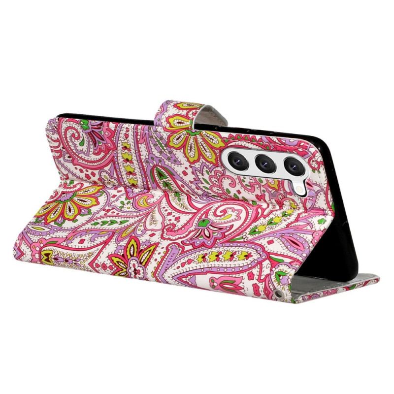 Capa Em Pele Para Samsung Galaxy S23 Plus 5G De Cordão Estilo Strappy Caxemira