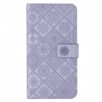 Capa Em Pele Para Samsung Galaxy S23 Plus 5G Padrão De Tapeçaria