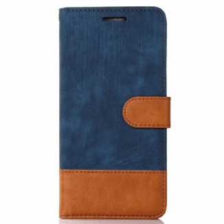 Capa Em Pele Para Samsung Galaxy S23 Plus 5G Toque De Pele Bicolor