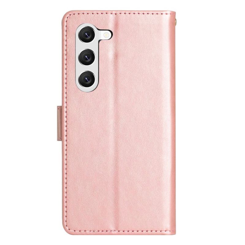 Capa Flip Para Samsung Galaxy S23 Plus 5G De Cordão Strappy Floral