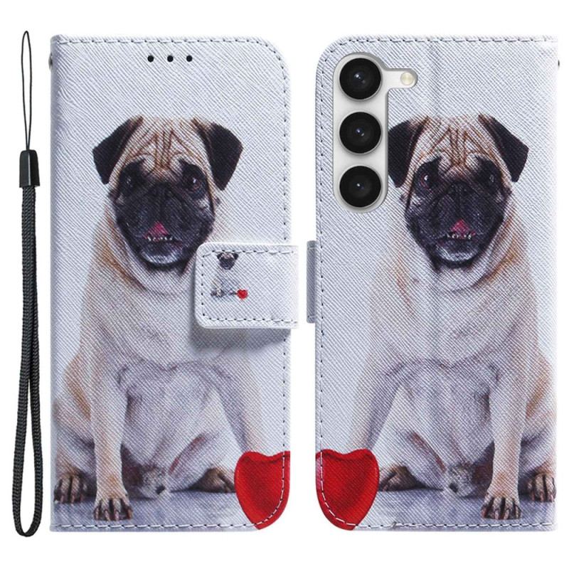 Capa Folio Para Samsung Galaxy S23 Plus 5G Cachorro Pug