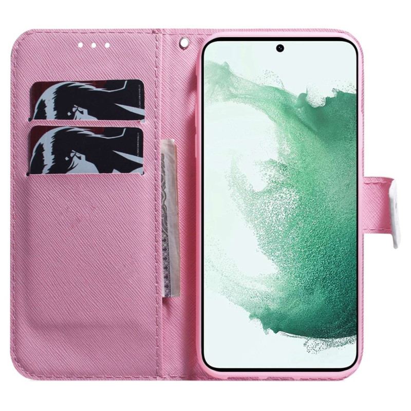 Capa Folio Para Samsung Galaxy S23 Plus 5G Flor Rosa