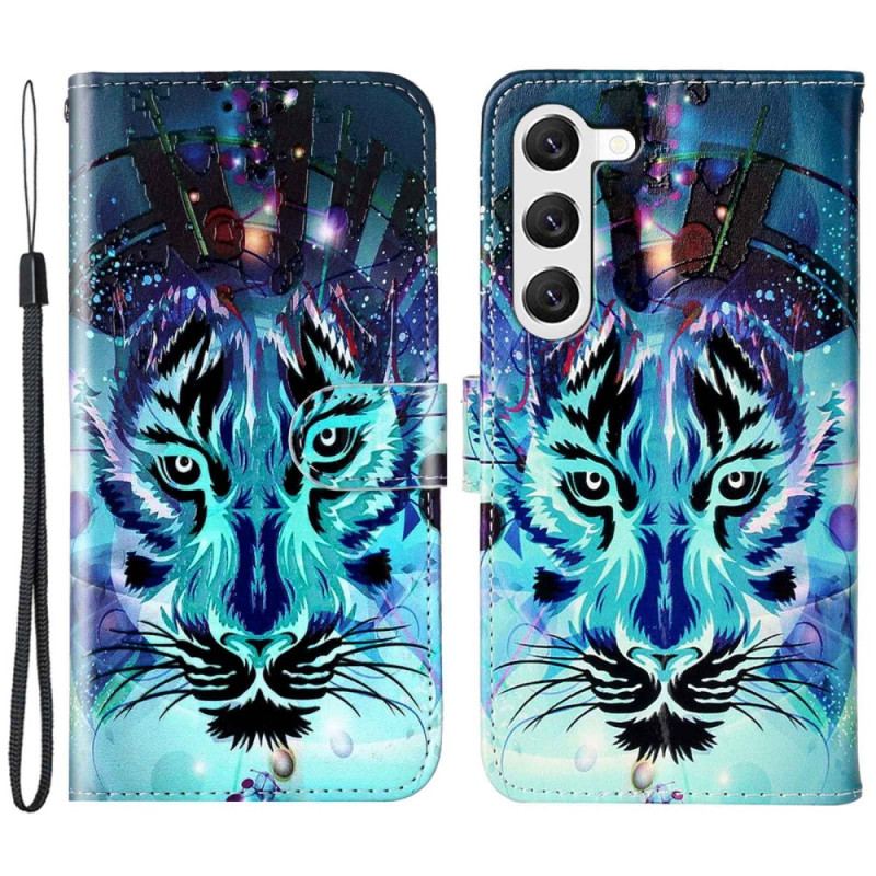 Capa Folio Para Samsung Galaxy S23 Plus 5G O Tigre Com Cordão