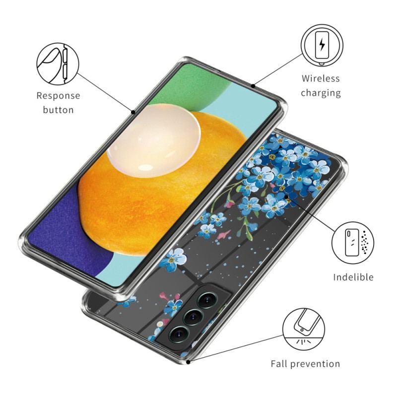 Capa Para Samsung Galaxy S23 Plus 5G Flores Azuis