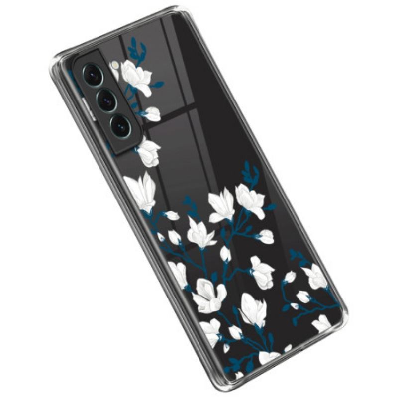 Capa Para Samsung Galaxy S23 Plus 5G Flores Brancas Sem Costura