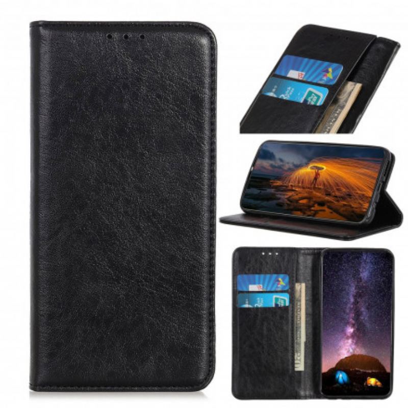 Capa De Celular Para Motorola Edge 20 Pro Flip Couro Dividido Texturizado