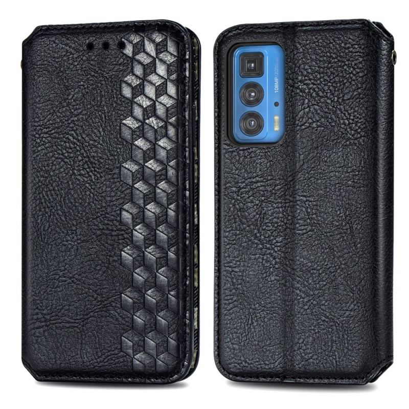 Capa De Celular Para Motorola Edge 20 Pro Flip Textura Diamante Efeito Couro