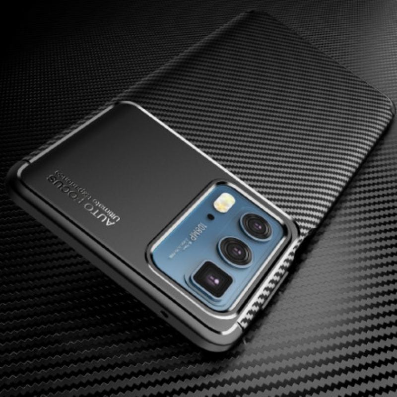 Capa De Celular Para Motorola Edge 20 Pro Textura Flexível De Fibra De Carbono