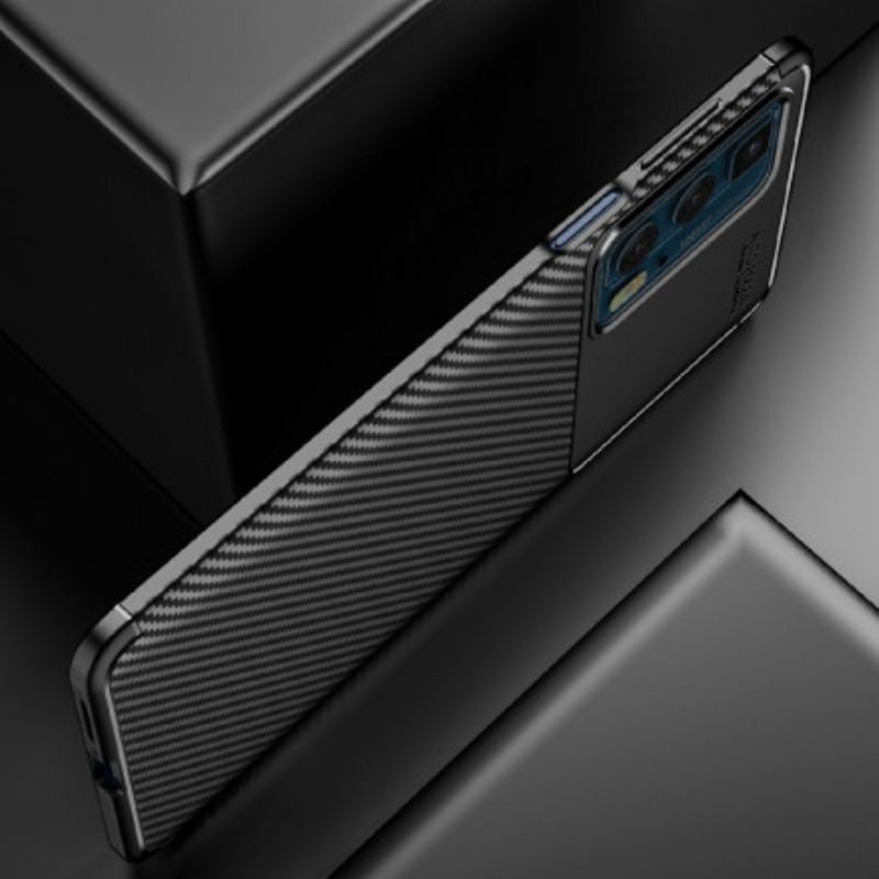 Capa De Celular Para Motorola Edge 20 Pro Textura Flexível De Fibra De Carbono