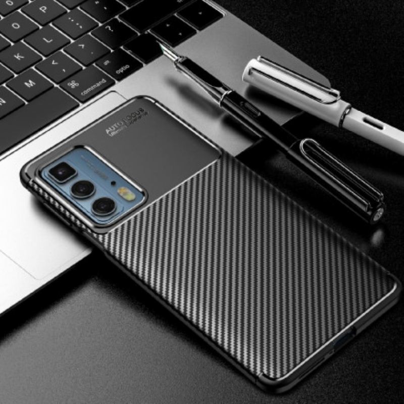 Capa De Celular Para Motorola Edge 20 Pro Textura Flexível De Fibra De Carbono