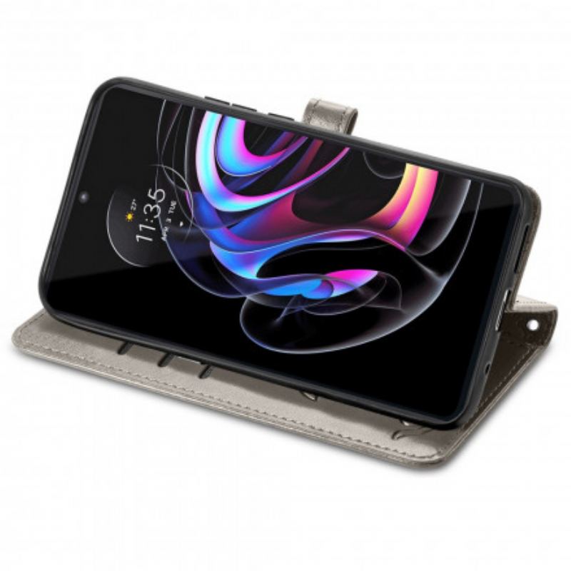 Capa De Couro Para Motorola Edge 20 Pro Animais Animados