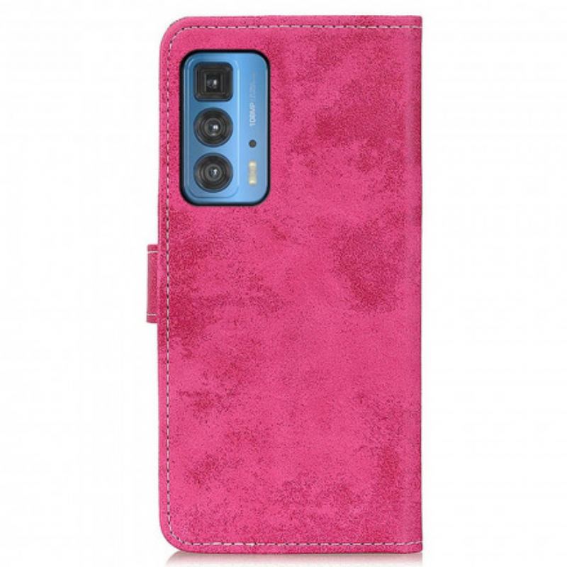 Capa De Couro Para Motorola Edge 20 Pro Couro Falso Vintage