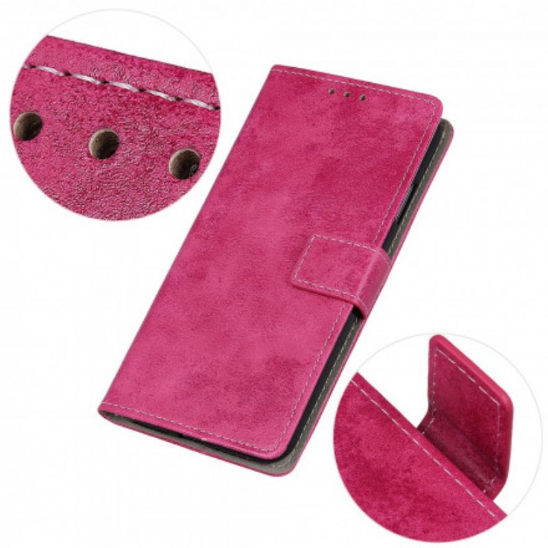 Capa De Couro Para Motorola Edge 20 Pro Couro Falso Vintage