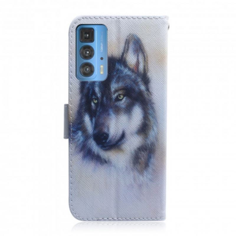 Capa De Couro Para Motorola Edge 20 Pro Olhar Canino