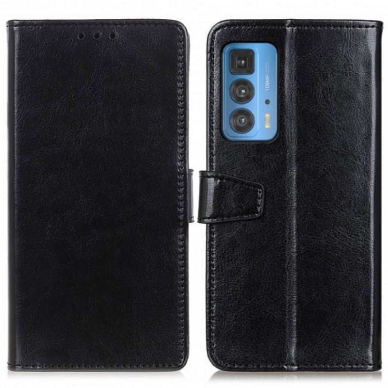 Capa Em Pele Para Motorola Edge 20 Pro Efeito Couro Brilhante Simples
