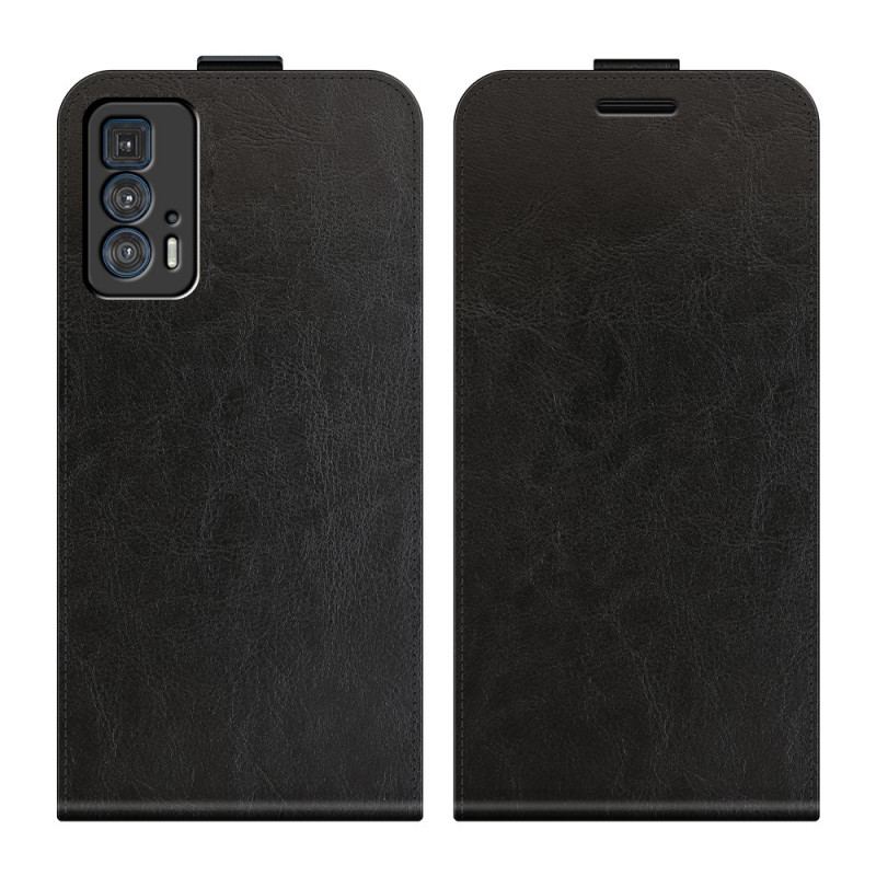 Capa Em Pele Para Motorola Edge 20 Pro Flip Efeito De Couro Com Aba Vertical