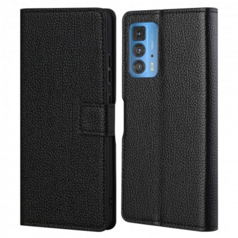 Capa Flip Para Motorola Edge 20 Pro Efeito De Couro Granulado De Lichia
