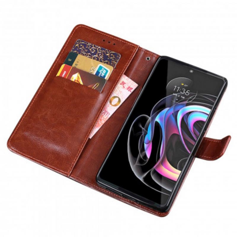Capa Flip Para Motorola Edge 20 Pro Imitação De Couro Idewei