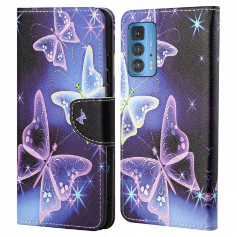 Capa Folio Para Motorola Edge 20 Pro Borboletas