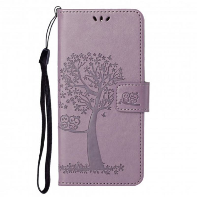 Capa Folio Para Motorola Edge 20 Pro De Cordão Tanga E Corujas