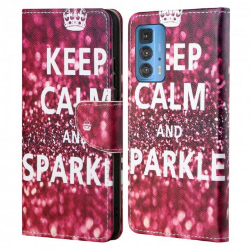 Capa Folio Para Motorola Edge 20 Pro Mantenha A Calma E Brilhe