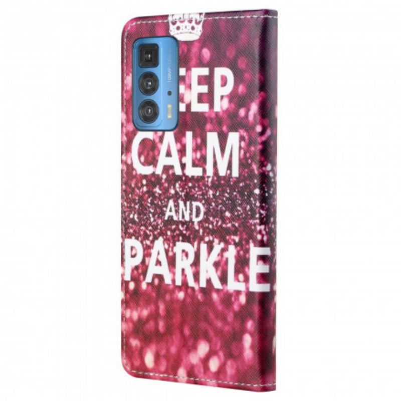 Capa Folio Para Motorola Edge 20 Pro Mantenha A Calma E Brilhe