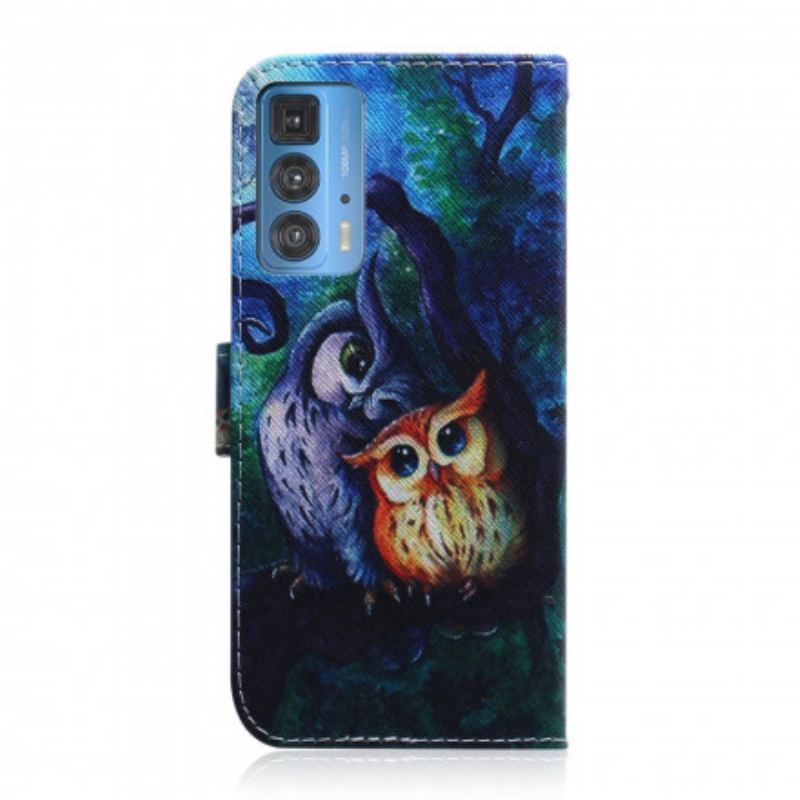 Capa Folio Para Motorola Edge 20 Pro Pintura De Corujas
