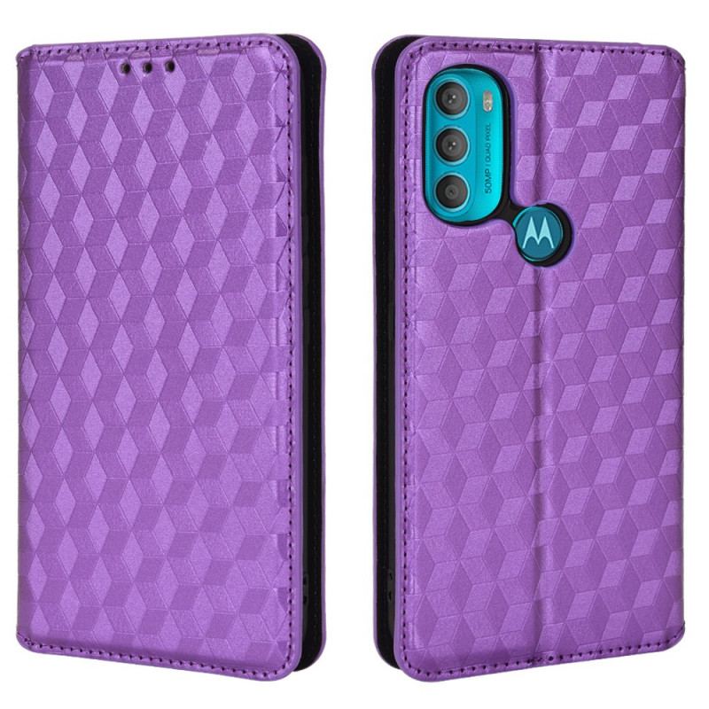 Capa De Celular Para Moto G71 5G Flip Efeito Couro Diamante