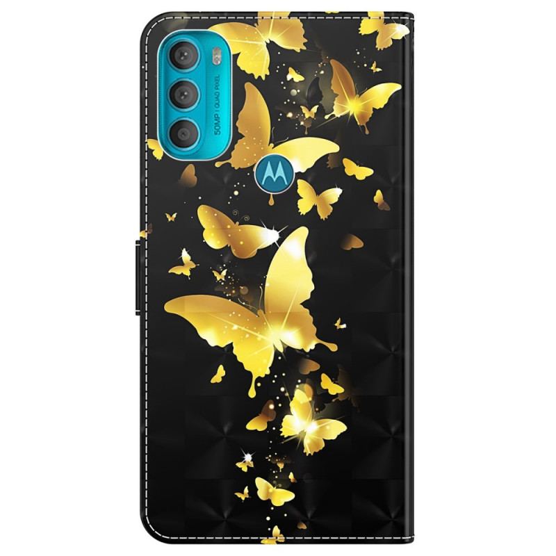Capa De Couro Para Moto G71 5G Borboletas Amarelas