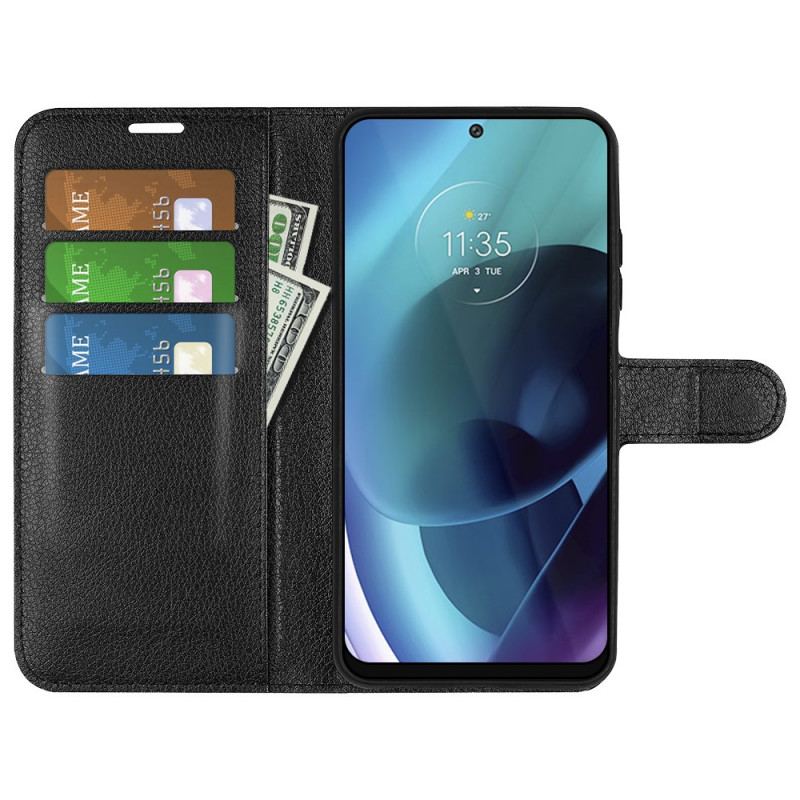 Capa De Couro Para Moto G71 5G Clássico