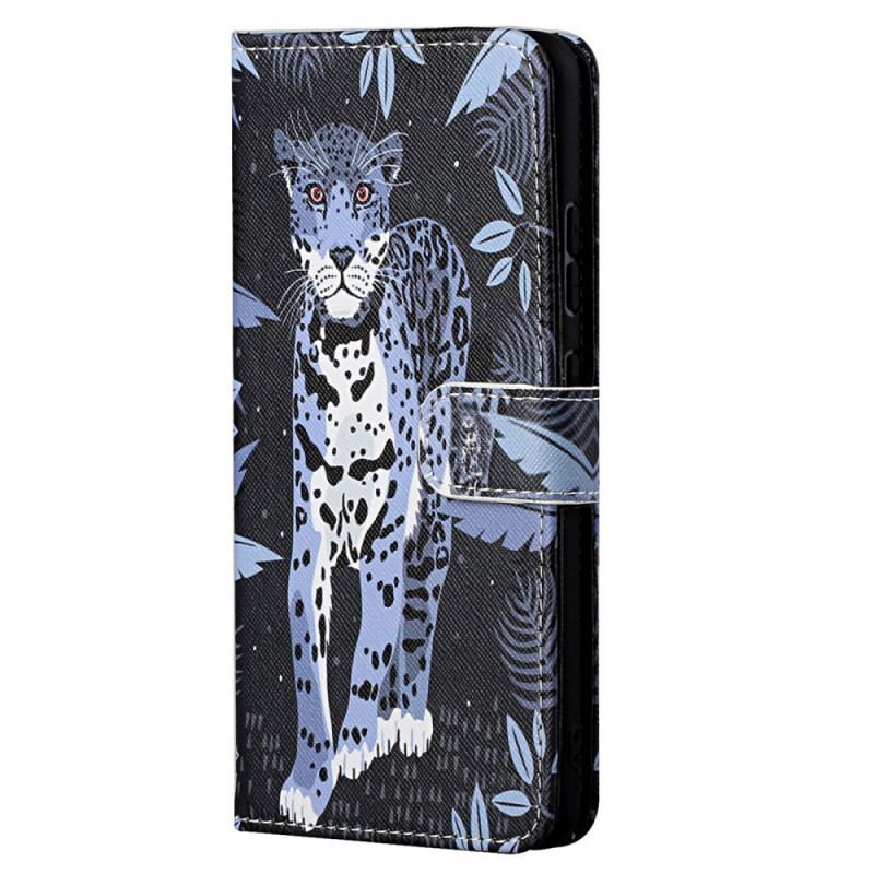 Capa De Couro Para Moto G71 5G De Cordão Leopardo Strappy