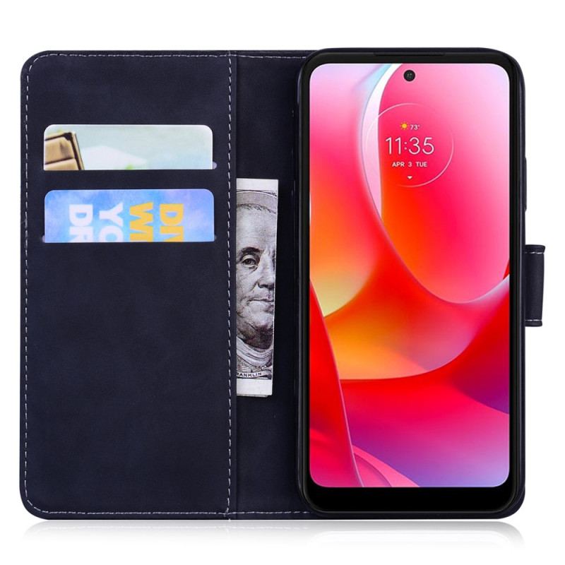 Capa Em Pele Para Moto G71 5G Estampa Cara De Tigre