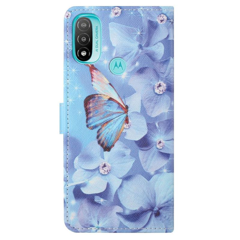 Capa Flip Para Moto G71 5G De Cordão Borboletas Strappy Diamond