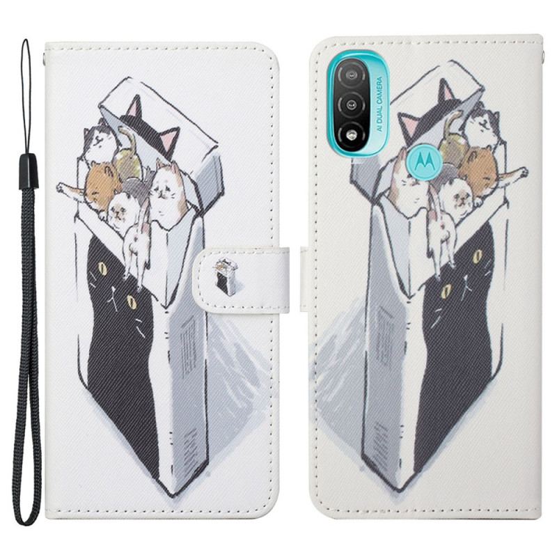 Capa Flip Para Moto G71 5G De Cordão Gatos De Entrega Com Tangas