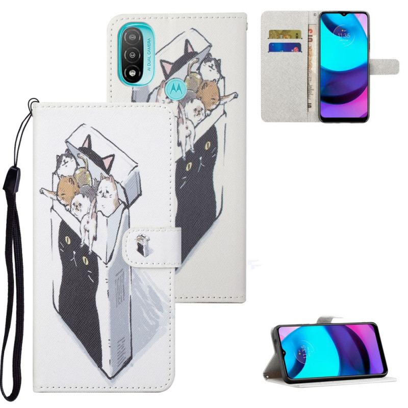 Capa Flip Para Moto G71 5G De Cordão Gatos De Entrega Com Tangas