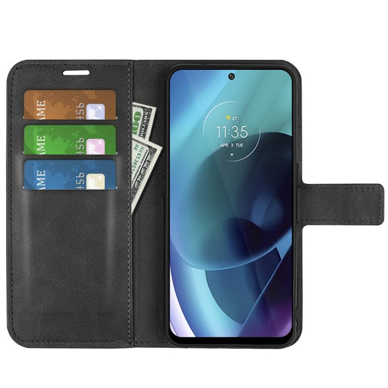 Capa Flip Para Moto G71 5G Efeito De Couro Extremo Fino