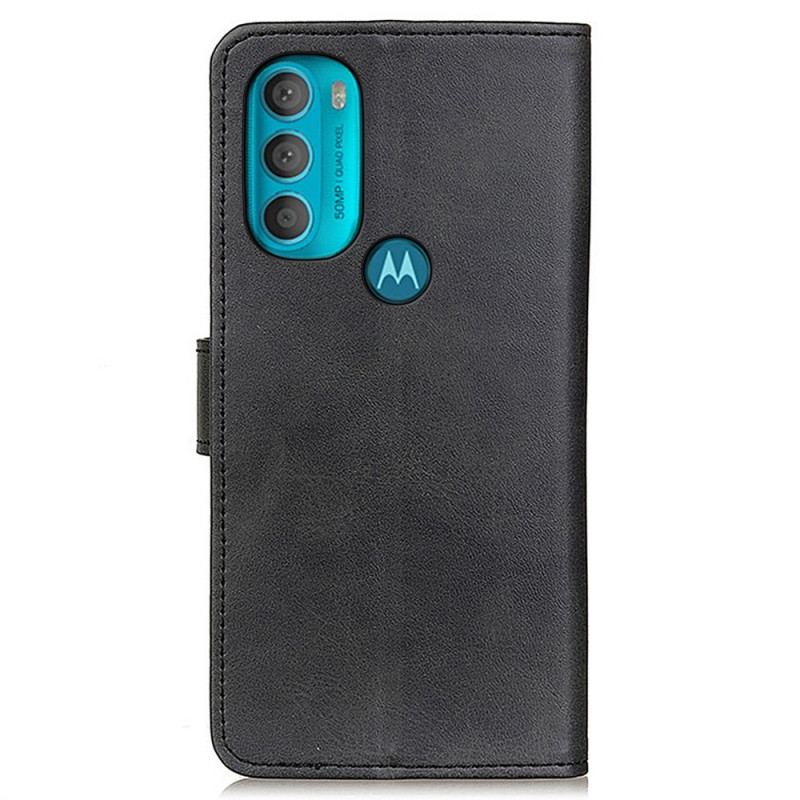Capa Flip Para Moto G71 5G Efeito De Couro Fosco Retrô