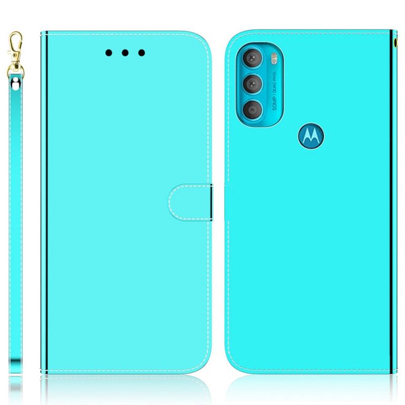 Capa Flip Para Moto G71 5G Capa De Espelho De Couro Sintético
