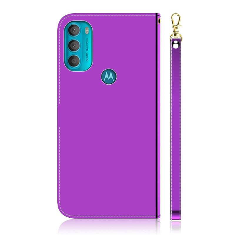 Capa Flip Para Moto G71 5G Capa De Espelho De Couro Sintético