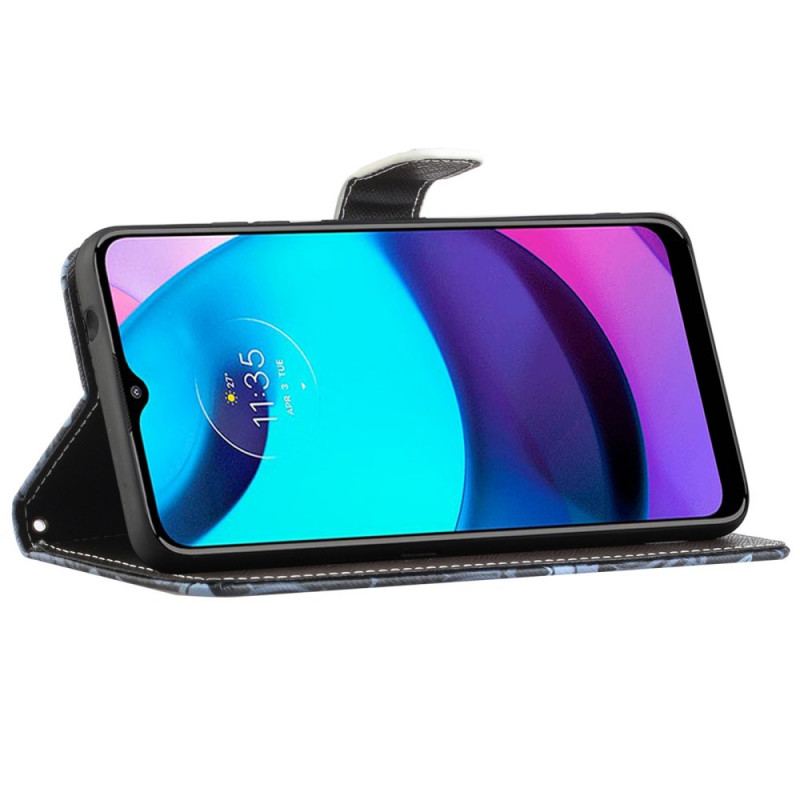 Capa Flip Para Moto G71 5G Lobo No Inverno Com Cordão