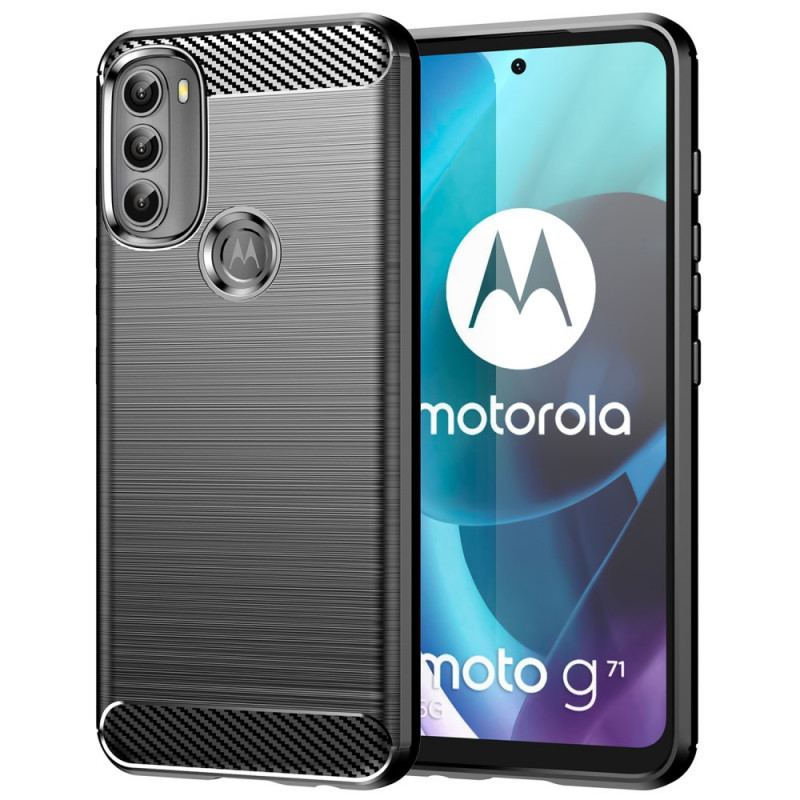 Capa Para Moto G71 5G Fibra De Carbono Escovada