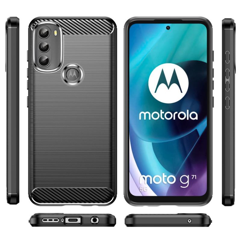 Capa Para Moto G71 5G Fibra De Carbono Escovada