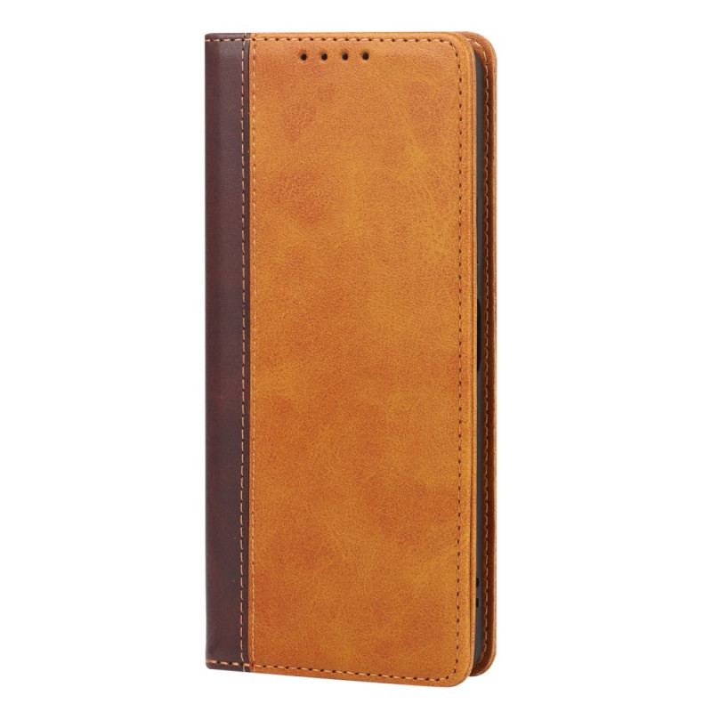 Capa De Celular Para Sony Xperia 5 IV Flip Efeito De Couro De Dois Tons