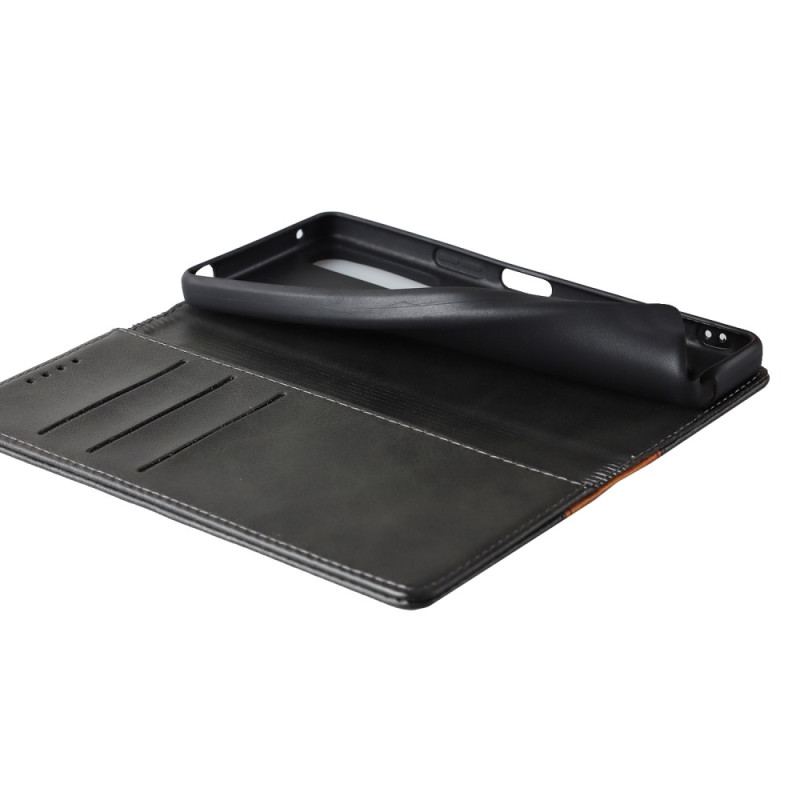 Capa De Celular Para Sony Xperia 5 IV Flip Efeito De Couro De Dois Tons