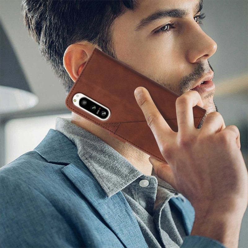 Capa De Couro Para Sony Xperia 5 IV De Cordão Cintas Triângulos
