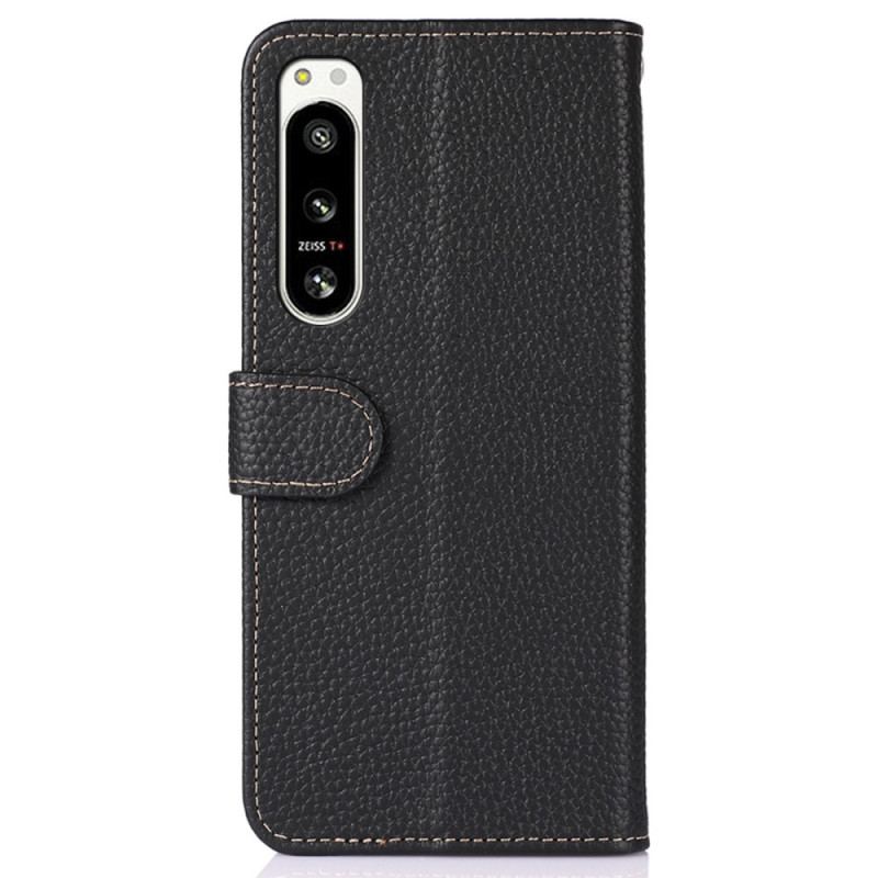 Capa De Couro Para Sony Xperia 5 IV Khazneh Lichia Couro